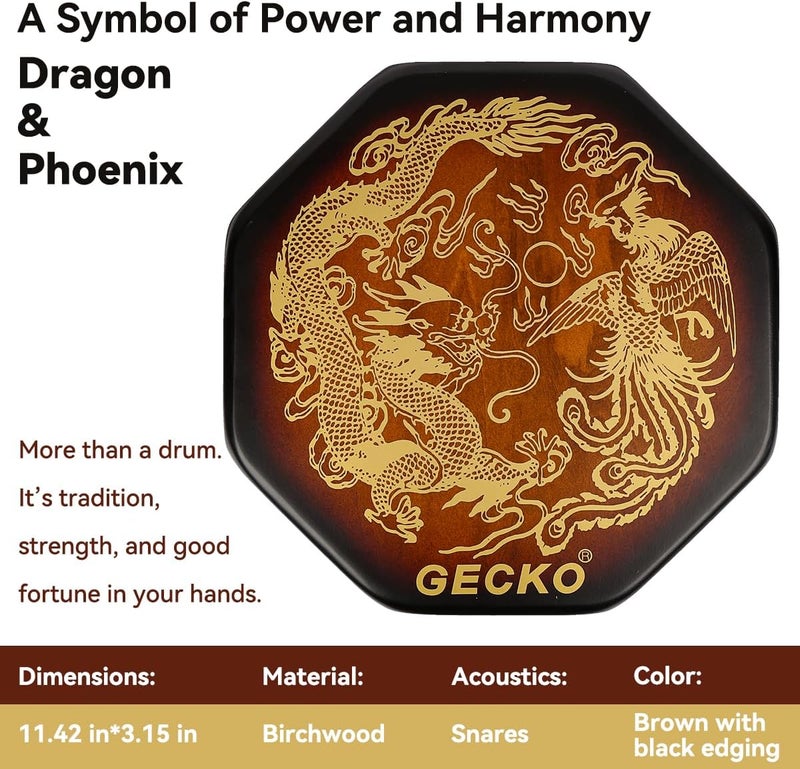 GECKO Octagonal Cajon Drum, Portable Hand Percussion Instrument with Detachable Strap & Carry Bag, Birchwood Body & Rich Sound (No pickup) - Image 3